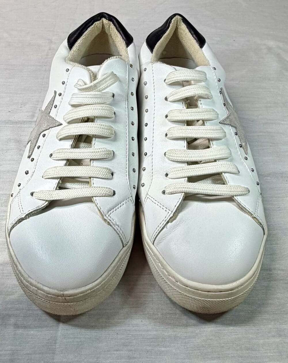 Steven by Steve Madden Rubie-S White Leather Studded Star Sneakers